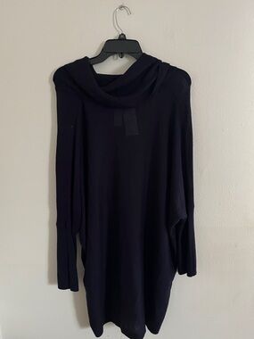 Spense Black Cowl Neck Hooded Sweater